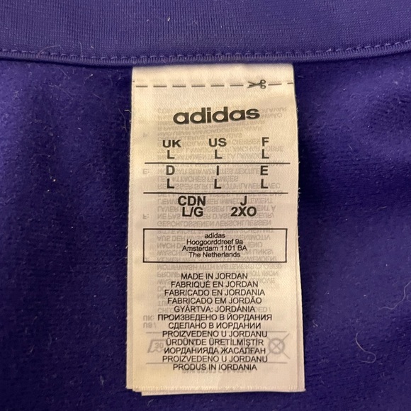 Purple adidas track jacket sz L small hole near the pocket I didn’t steal it - Picture 4 of 5